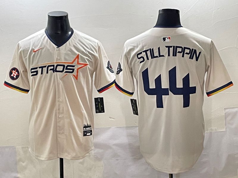 Men 2025 Houston Astros #44 Still Tippin Cream Three generations Joint Name Nike MLB Jersey style 6